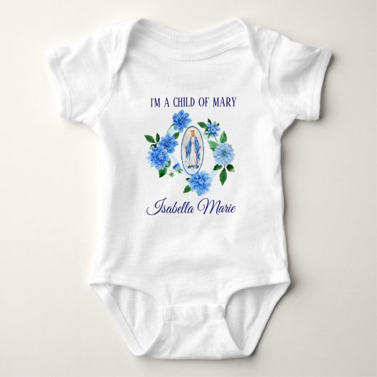 Kind der Jungfrau Mary | Blue Dahlia Blume Baby Strampler (Vorderseite)
