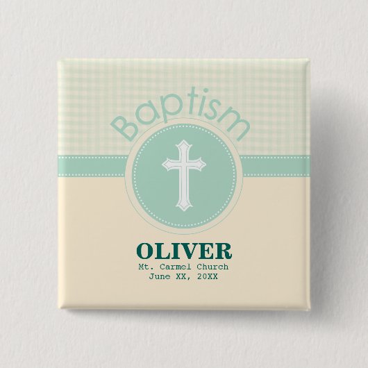 Kind der Taufe Gottes, neutrales Grün des Geschlec Button (Vorderseite)