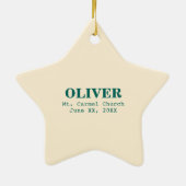 Kind der Taufe Gottes, neutrales Grün des Geschlec Keramik Ornament (Hinten)