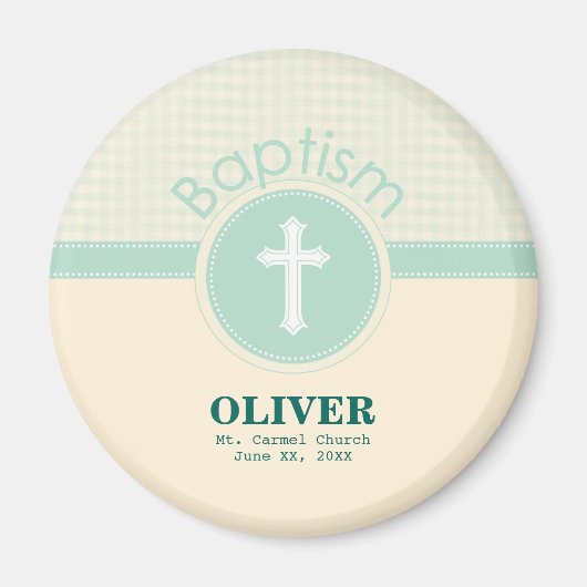 Kind der Taufe Gottes, neutrales Grün des Geschlec Magnet (Vorne)