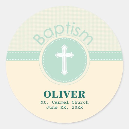 Kind der Taufe Gottes, neutrales Grün des Geschlec Runder Aufkleber (Vorderseite)
