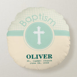 Kind der Taufe Gottes, neutrales Grün des Geschlec Rundes Kissen
