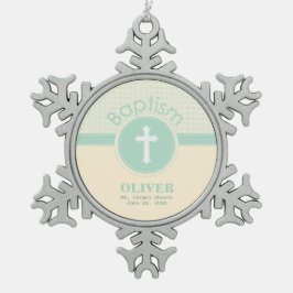 Kind der Taufe Gottes, neutrales Grün des Geschlec Schneeflocken Zinn-Ornament