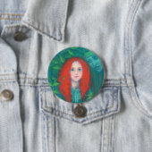 Kind des Waldes, Fantasy Art Ingwermädchen grün Button (Beispiel)
