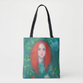 Kind des Waldes, Fantasy Art Ingwermädchen grün Tasche (Vorderseite)