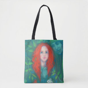 Kind des Waldes, Fantasy Art Ingwermädchen grün Tasche