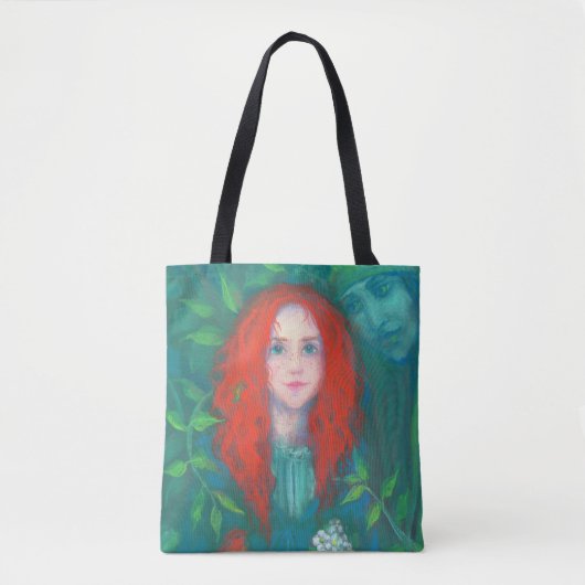Kind des Waldes, Fantasy Art Ingwermädchen grün Tasche (Vorderseite)