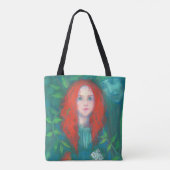 Kind des Waldes, Fantasy Art Ingwermädchen grün Tasche (Rückseite)