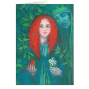 Kind des Waldes, rot-haariges Mädchen, grüne Farbt