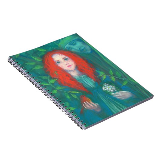 Kind des Waldes, rot-haariges Mädchen, grüne Farbt Notizblock (Rechte Seite)