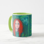 Kind des Waldes, rot-haariges Mädchen, grüne Farbt Tasse (Vorderseite Links)