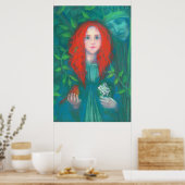 Kind des Waldes, rötlich, Mädchen, grüne Schattier Poster (Küche)