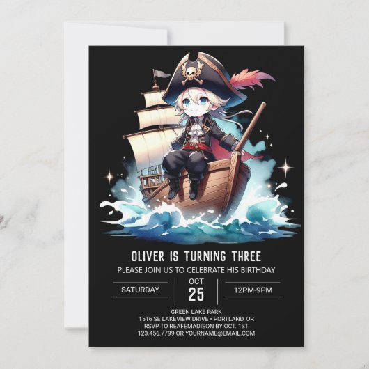 Kind Digitales Piratengeburt Einladung (Vorderseite)