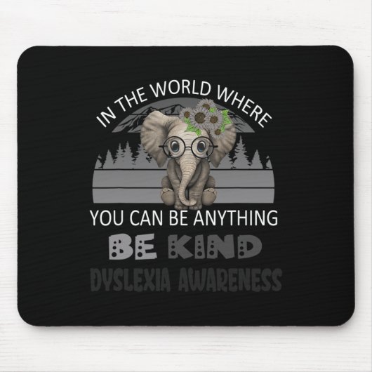 Kind Dyslexie Bewusstsein Elefant Retro Hintergrun Mousepad (Vorne)