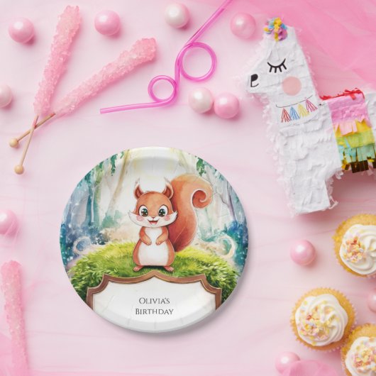 Kind Einfaches Eichhörnchen Geburtstag Pappteller (Party)