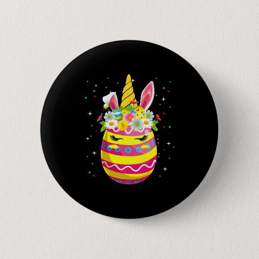Kind Einhorn Gesicht Ostern Frühling Ei Button (Vorderseite)