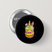 Kind Einhorn Gesicht Ostern Frühling Ei Button (Vorne & Hinten)