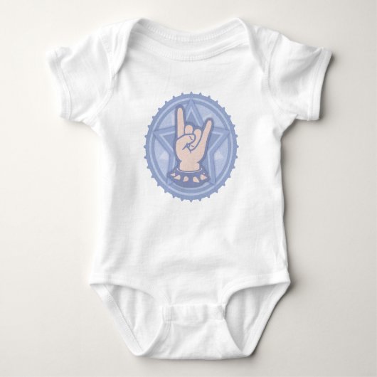 Kind-Felsen-Hand-blau-t Baby Strampler (Vorderseite)
