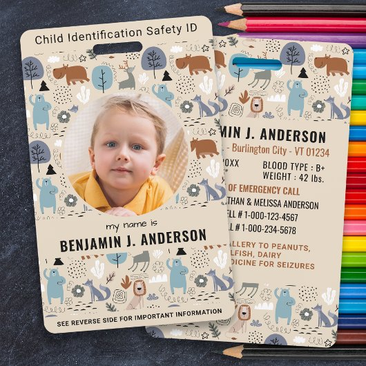 Kind Foto ID Niedliche Notartiere Kinder Ausweis