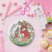 Kind Fox Bunny Rabbit Berry Weihnachten Weihnachte Pappteller (Party)