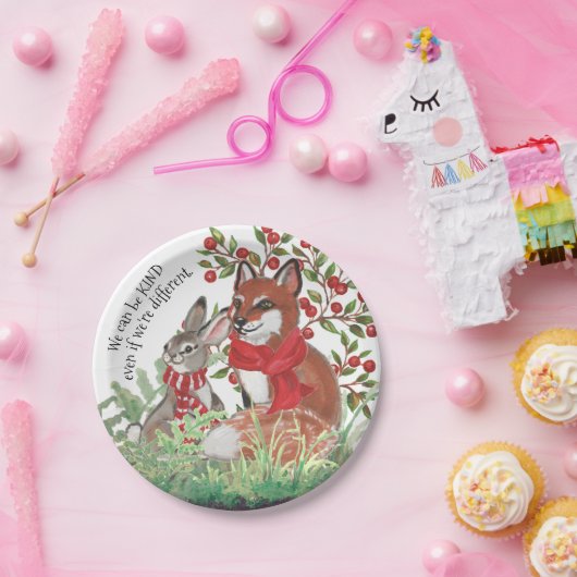 Kind Fox Bunny Rabbit Berry Weihnachten Weihnachte Pappteller (Party)