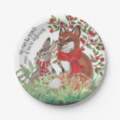 Kind Fox Bunny Rabbit Berry Weihnachten Weihnachte Pappteller (Vorderseite)
