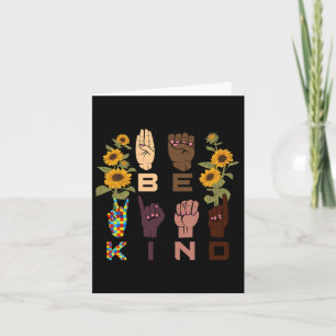 Kind-Gebärdensprache Hand Sonnenblumen Autismus Be Karte