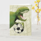 Kind Geburtstag Dinosaurier mit Fußball-Ball Karte (Gelbe Blume)