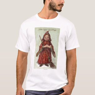 Kind gekleidet im roten Mantel T-Shirt