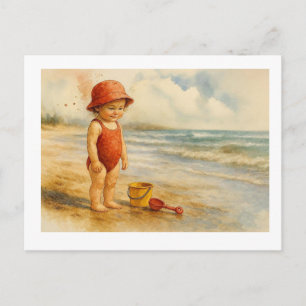 Kind genießt den Tag am Strand, Postkarte