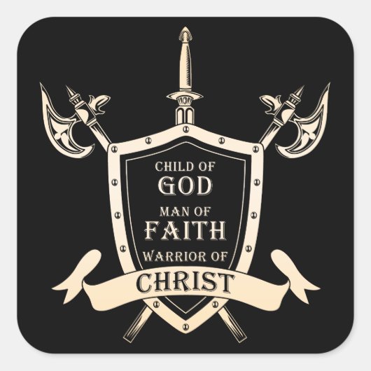 Kind Gottes - Mann des GLAUBES - Krieger des CHRIS Quadratischer Aufkleber (Vorderseite)