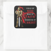 Kind Gottes - Mann des GLAUBES - Krieger des CHRIS Quadratischer Aufkleber (Tasche)