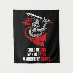 Kind Gottes - Mann des GLAUBES - Krieger des CHRIS Wandteppich