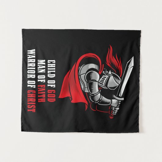 Kind Gottes - Mann des GLAUBES - Krieger des CHRIS Wandteppich (Vorderseite (Horizontal))