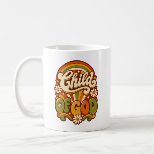 Kind Gottes Retro-Groovy-Geschenk Christlicher Gla Kaffeetasse (Links)