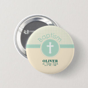 Kind Gottes Taufe, geschlechtsneutral grün Button