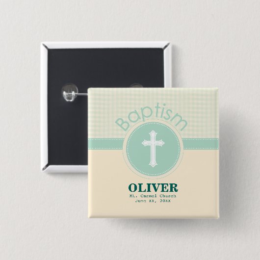Kind Gottes Taufe, geschlechtsneutral grün Button (Vorne & Hinten)