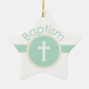 Kind Gottes Taufe, geschlechtsneutral grün Keramik Ornament