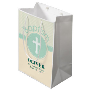 Kind Gottes Taufe, geschlechtsneutral grün Mittlere Geschenktüte