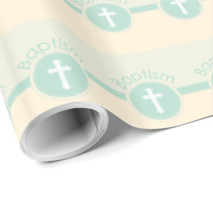 Kind Gottes Taufe, geschlechtsneutrales Grün Geschenkpapier