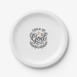 Kind Gottes Vintage-Stickerei-Shirt-Design_1 Pappteller