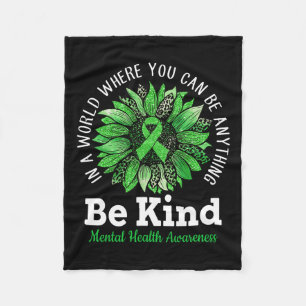 Kind Grüne Ribbon Sonnenblumen Mental Health Aware Fleecedecke