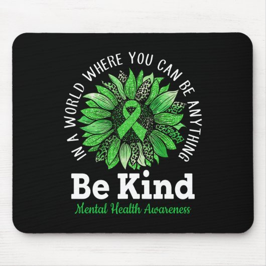 Kind Grüne Ribbon Sonnenblumen Mental Health Aware Mousepad (Vorne)