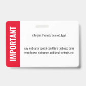 Kind-ID-Foto Medizinische Notfallallergie Ausweis (Rückseite)