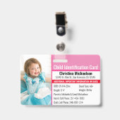 Kind-ID-Foto Medizinische Notfallallergie Ausweis (Vorderseite mit Clip)
