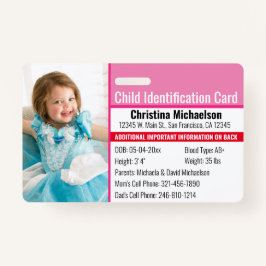 Kind-ID-Foto Medizinische Notfallallergie Ausweis