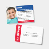 Kind-ID-Identifikation Notfallallergie-Foto Ausweis (Vorder- & Rückseite)