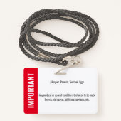 Kind-ID-Identifikation Notfallallergie-Foto Ausweis (Rückseite mit Schlüsselband)