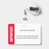 Kind-ID-Identifikation Notfallallergie-Foto Ausweis (Rückseite mit Ausziehbar)