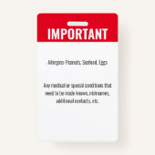 Kind-ID-Identifikation Notfallallergie-Foto Ausweis (Rückseite)